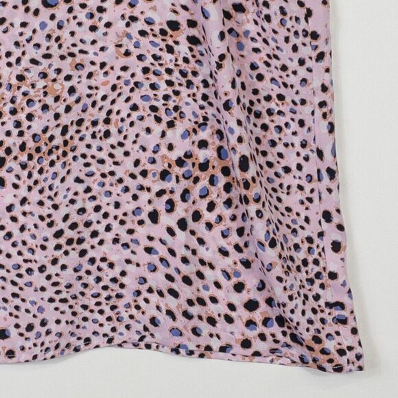 Cabi Black Pink Chiffon Leopard Print Short Ruched Sleeve Blouse Top Women Small - Picture 4 of 6